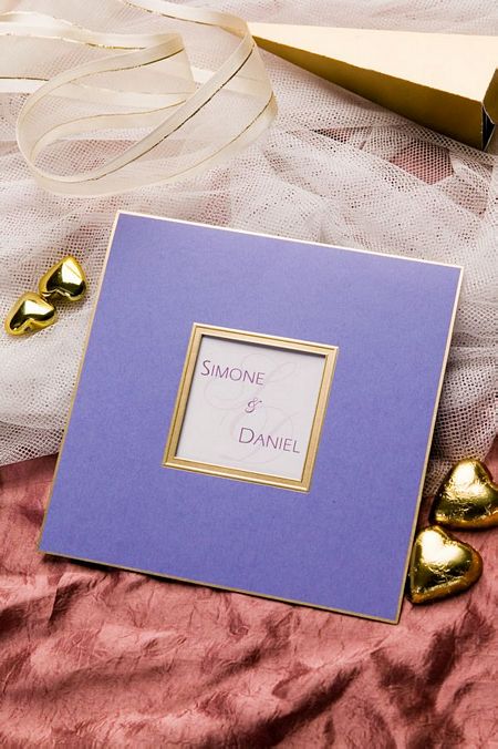  purple and gold This window card makes a feature of the Bride Groom's 